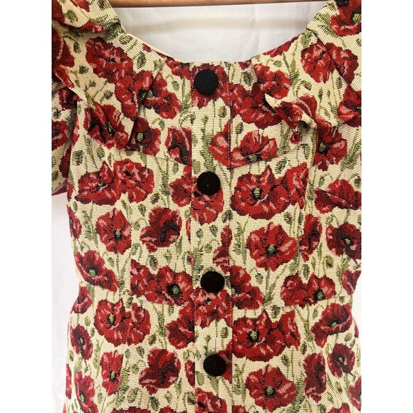 Sister Jane Shirley Poppy Tapestry Dress Puff Sleeve Mini Garden Cottage Prairie - Picture 6 of 11
